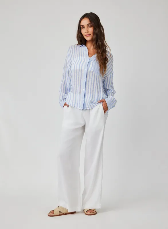 Contrast Pocket Boyfriend Shirt - Blue Sky Stripe sold by Bella Dahl