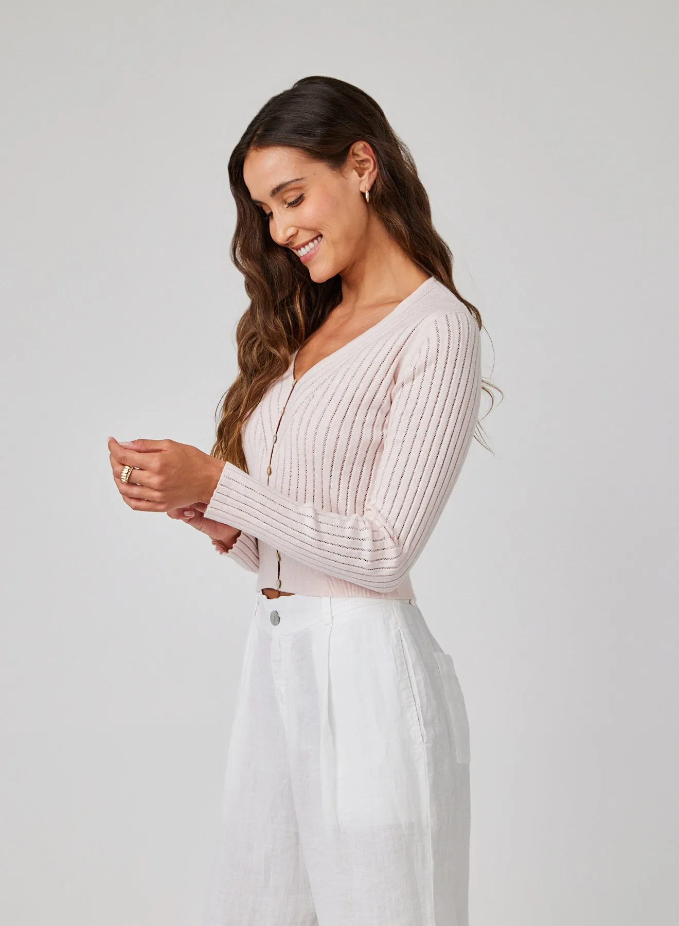 Fitted V-Neck Cardigan - Pastel Pink sold by Bella Dahl product image thumbnail 3