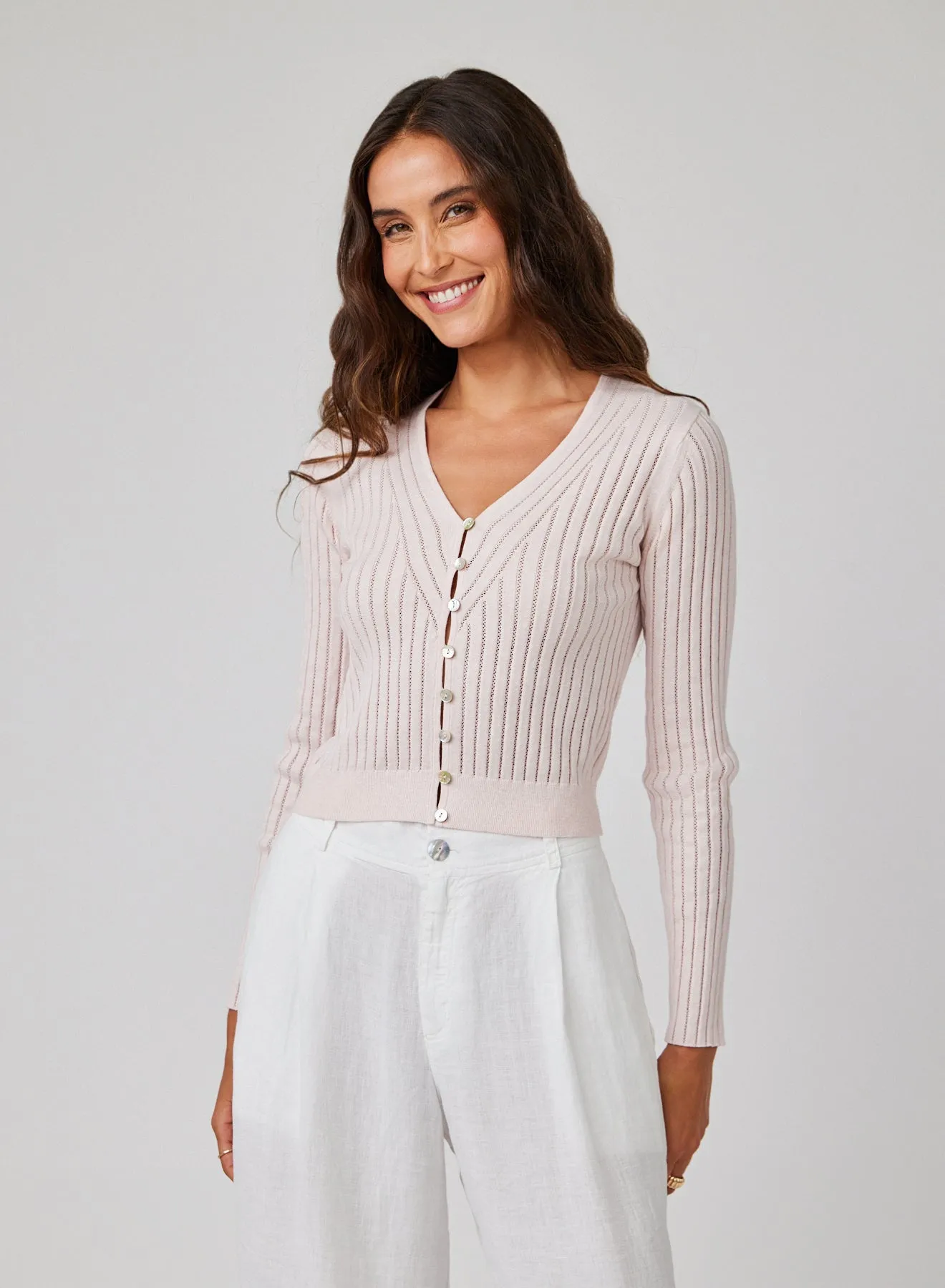 Fitted V-Neck Cardigan - Pastel Pink sold by Bella Dahl