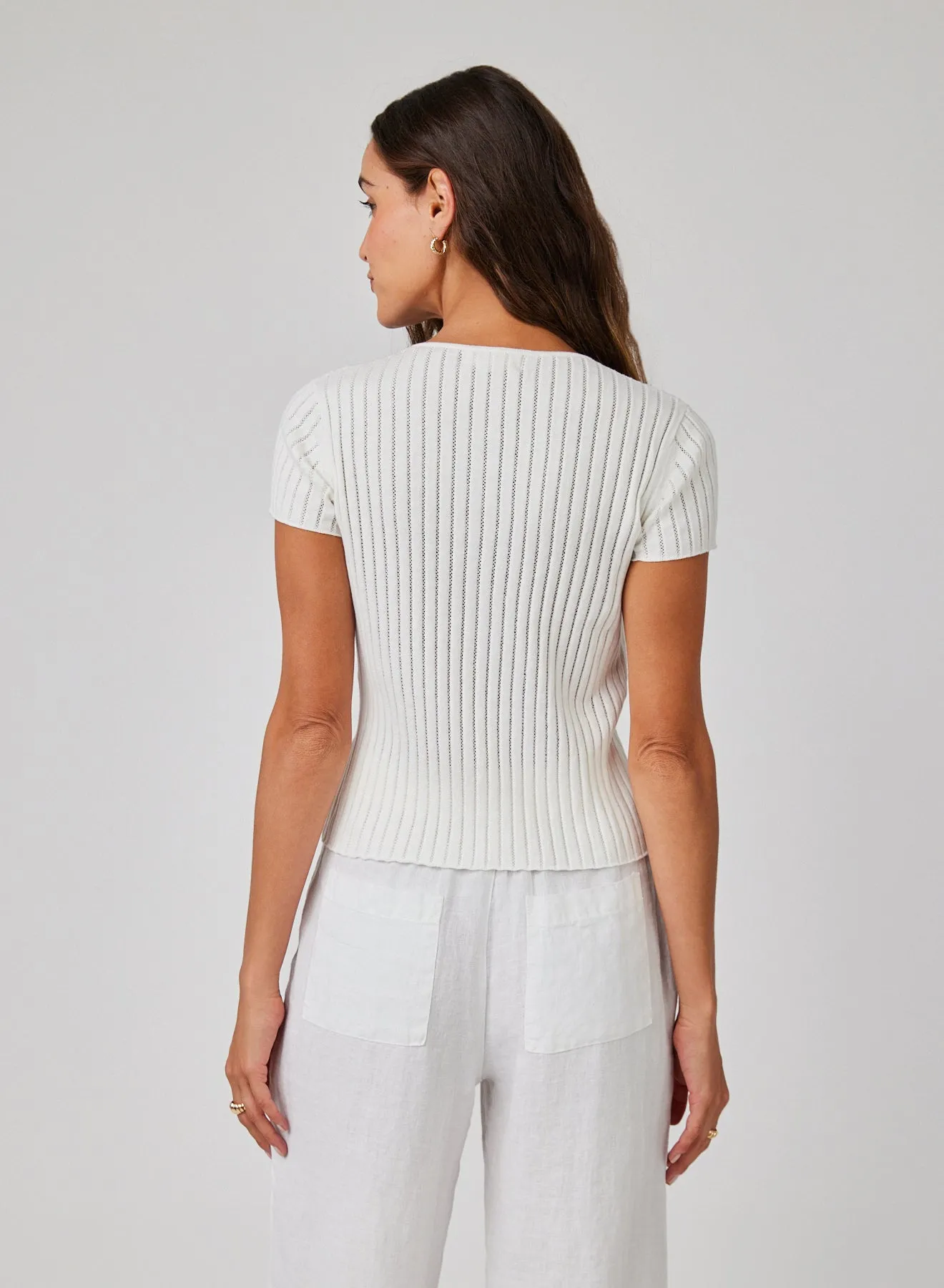 Cap Sleeve Henley - White sold by Bella Dahl product image thumbnail 3