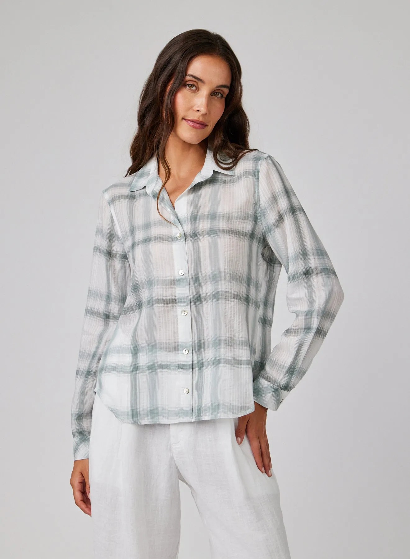 Clean Shirt - Sage Shadow Plaid sold by Bella Dahl