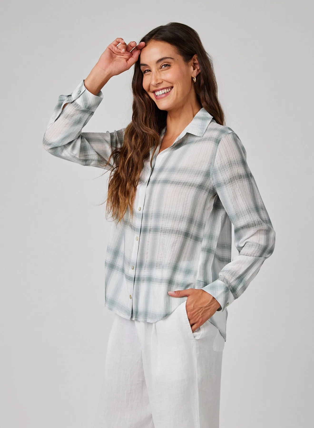 Clean Shirt - Sage Shadow Plaid sold by Bella Dahl product image thumbnail 2