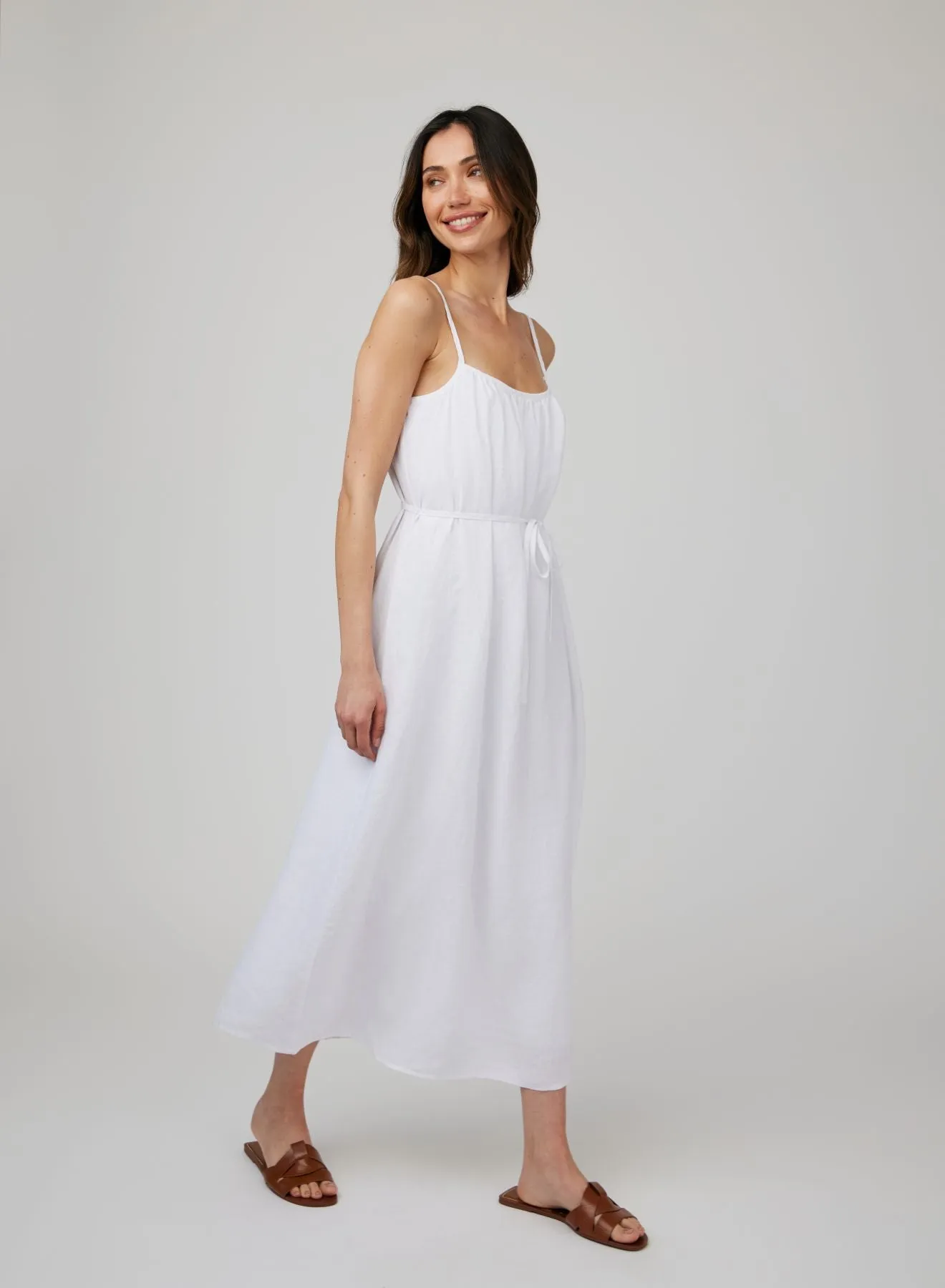Linen Shirred Maxi Dress - White sold by Bella Dahl product image thumbnail 3