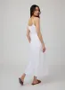 Linen Shirred Maxi Dress - White sold by Bella Dahl