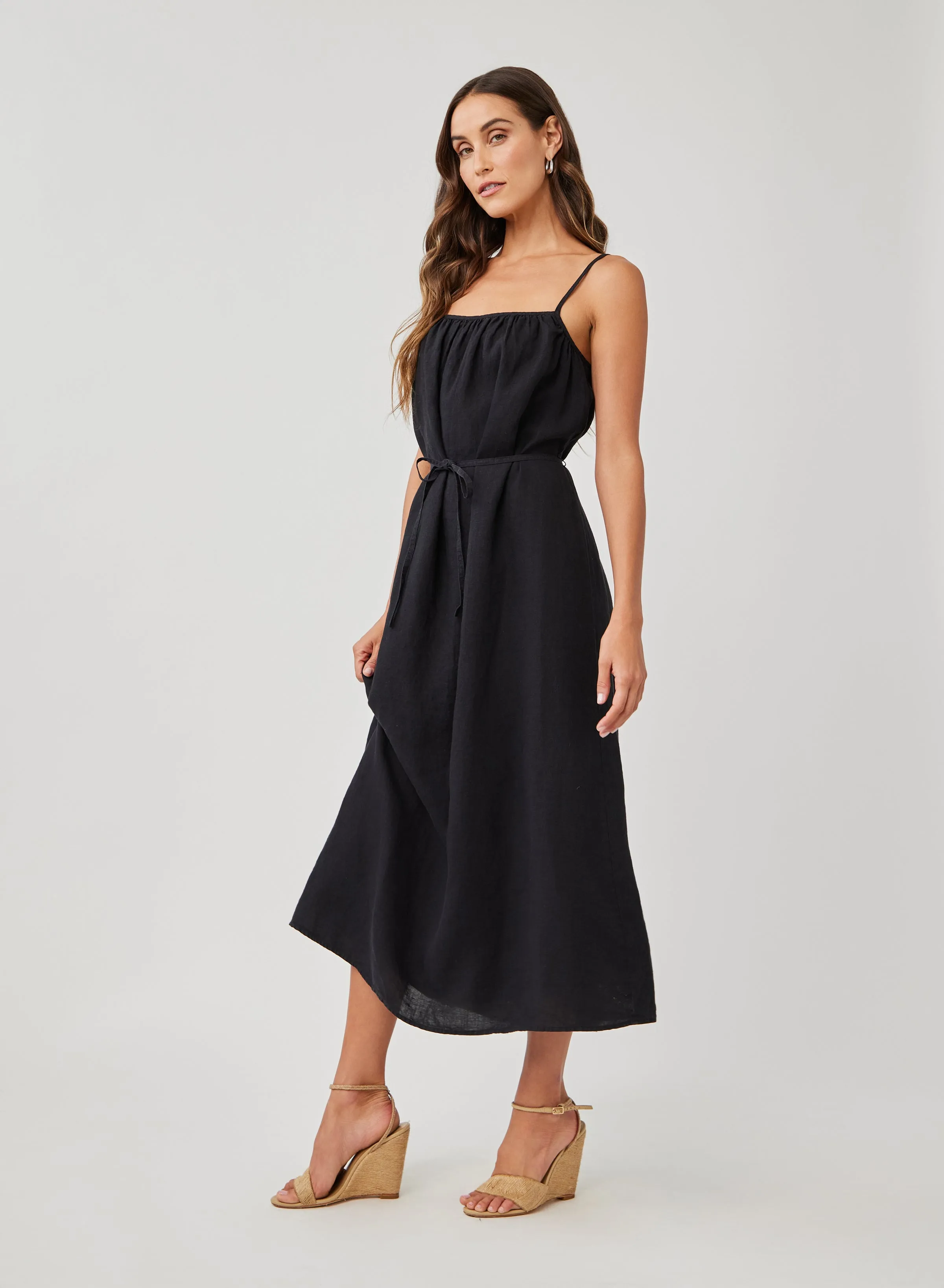 Linen Shirred Maxi Dress - Black sold by Bella Dahl product image thumbnail 3