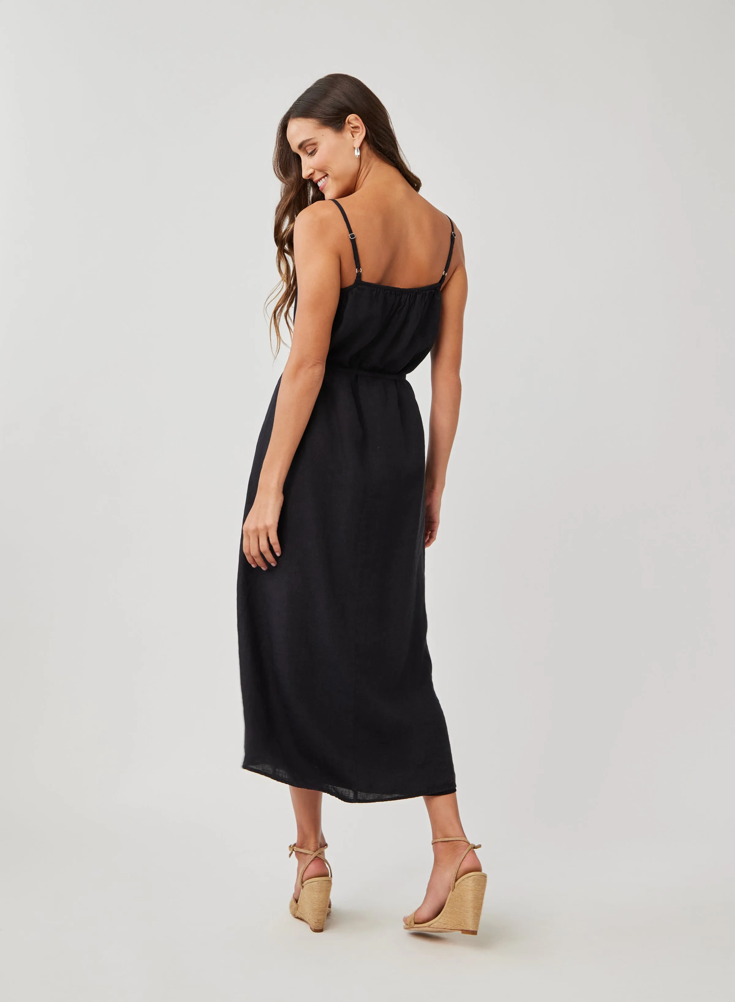 Linen Shirred Maxi Dress - Black sold by Bella Dahl product image thumbnail 2