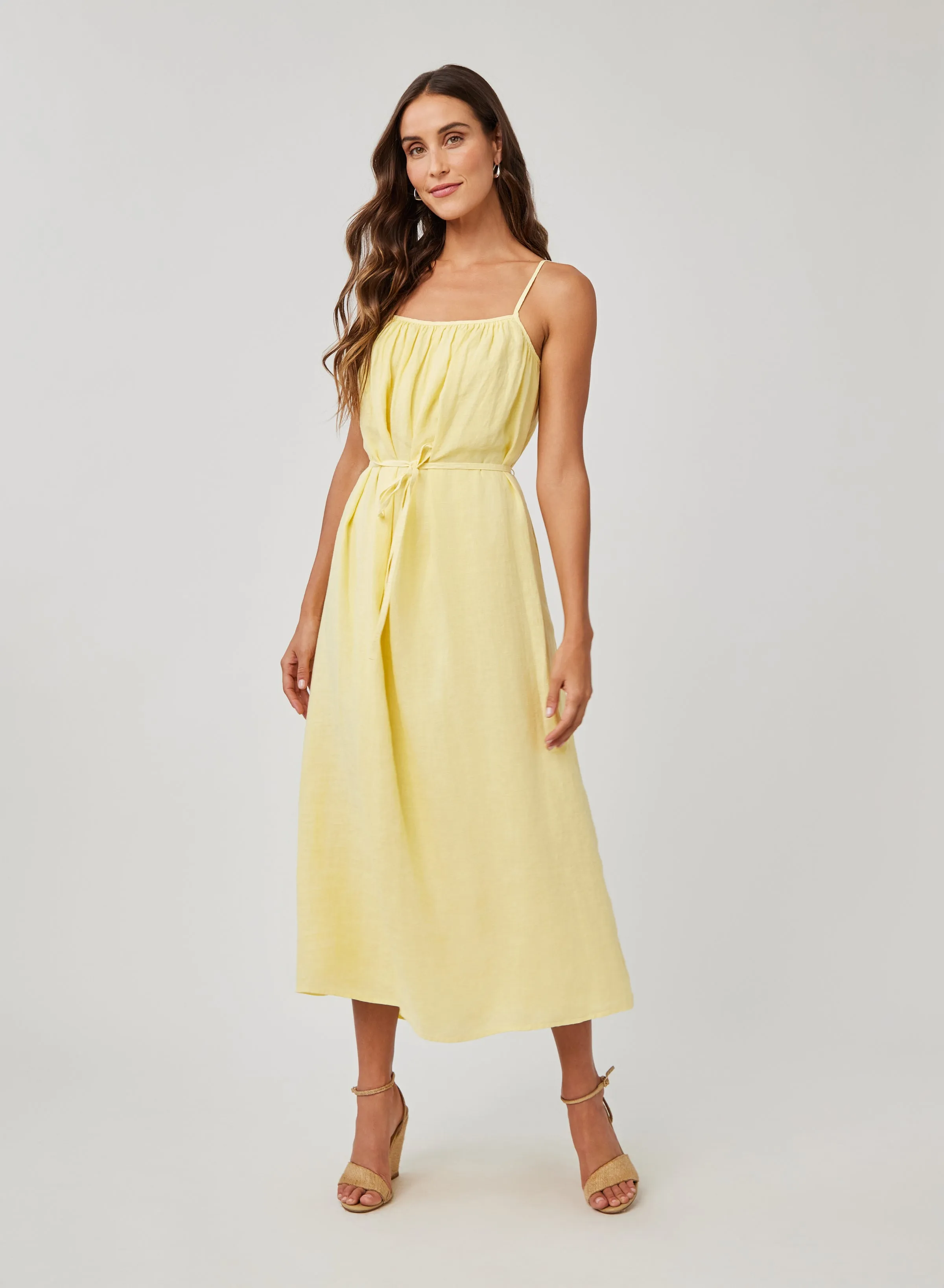 Linen Shirred Maxi Dress - Dahlia Yellow sold by Bella Dahl