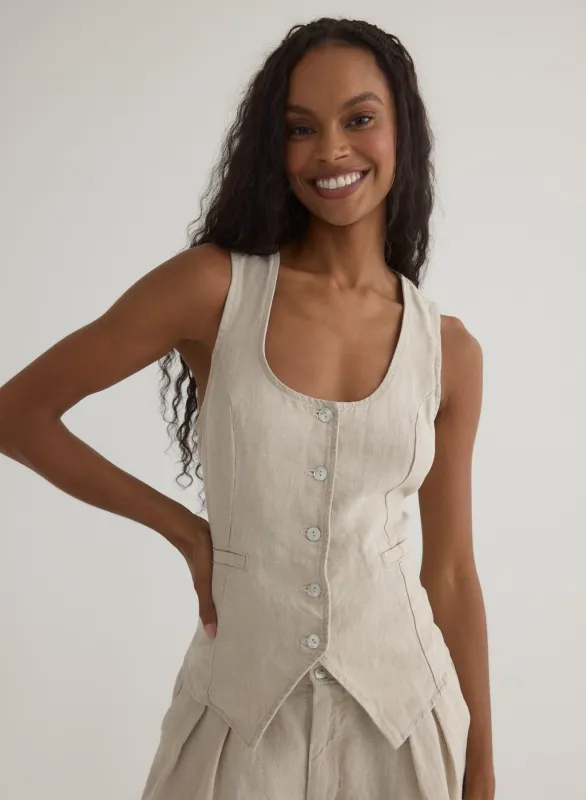 Scoop Neck Vest - Linen Sand sold by Bella Dahl