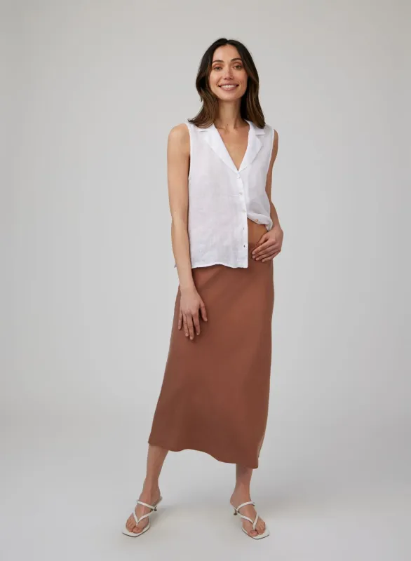Amara Side Slit Bias Skirt - Sandal Brown sold by Bella Dahl