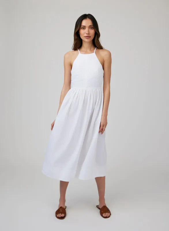 Fitted Midi Halter Dress - White sold by Bella Dahl