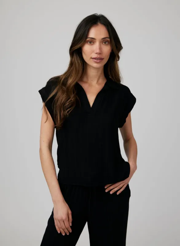 Cap Sleeve Pullover - Black sold by Bella Dahl