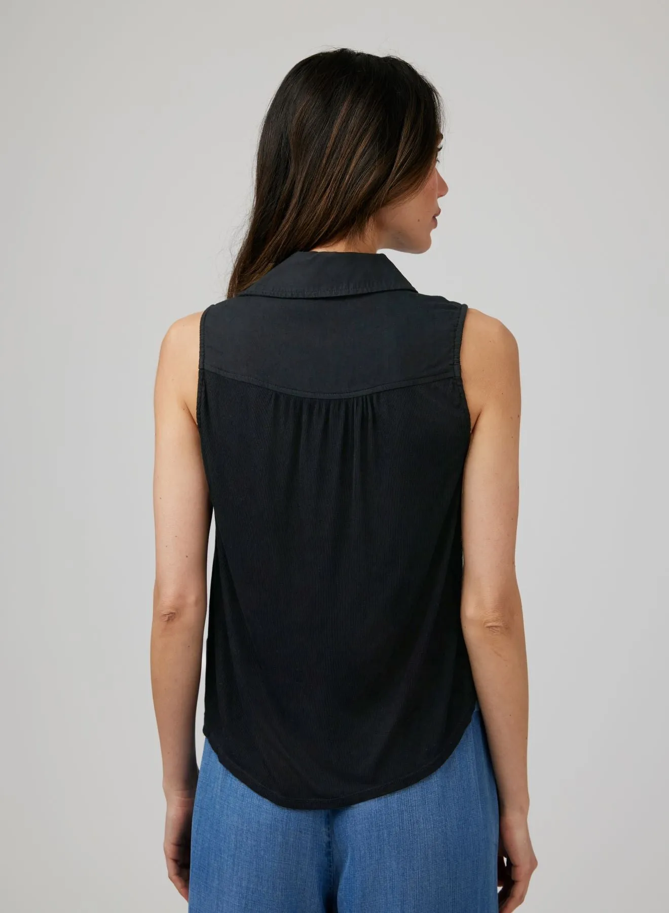 Mixed Sleeveless Button Down - Black sold by Bella Dahl product image thumbnail 3