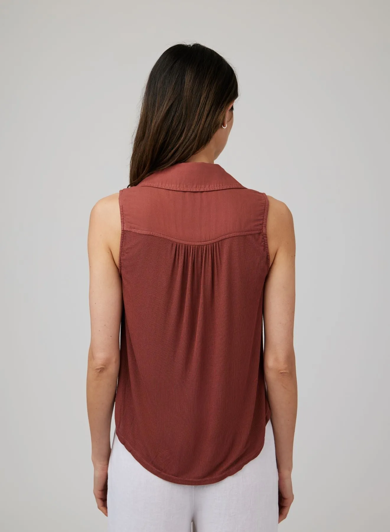 Mixed Sleeveless Button Down - Beachwood sold by Bella Dahl product image thumbnail 3