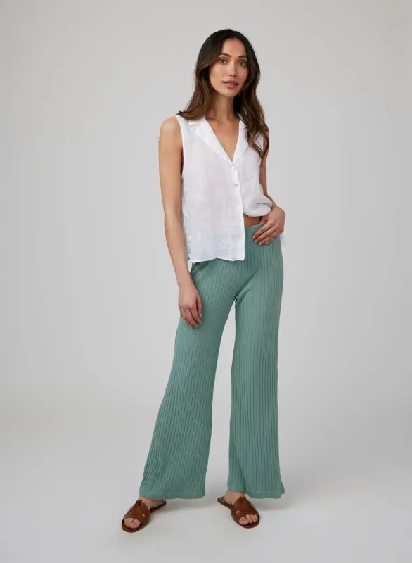 Ribbed Wide Leg Pant -  Clean Sage sold by Bella Dahl