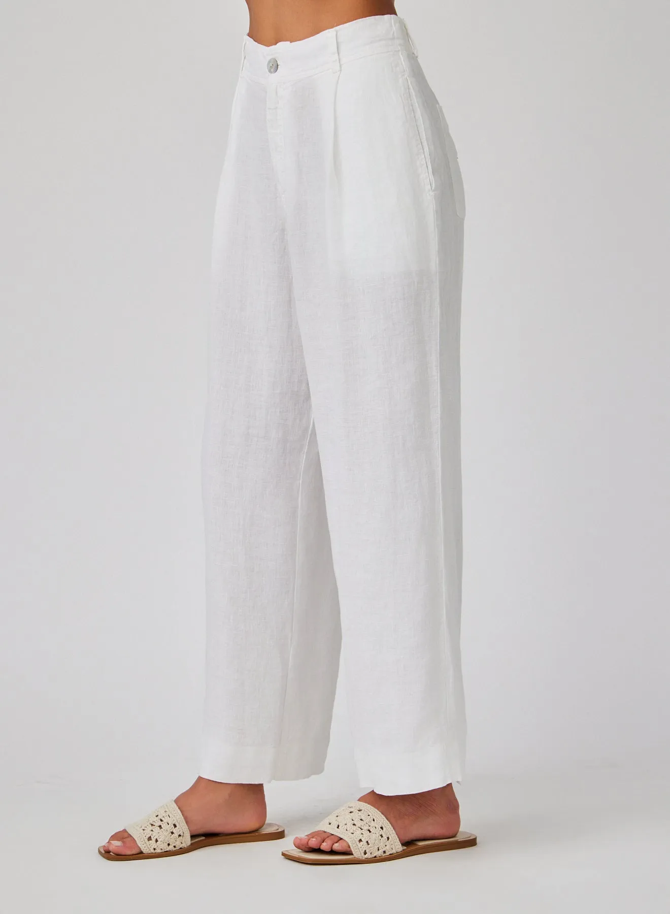 Linen Pleated Wide Leg Ankle Pant - White sold by Bella Dahl product image thumbnail 3