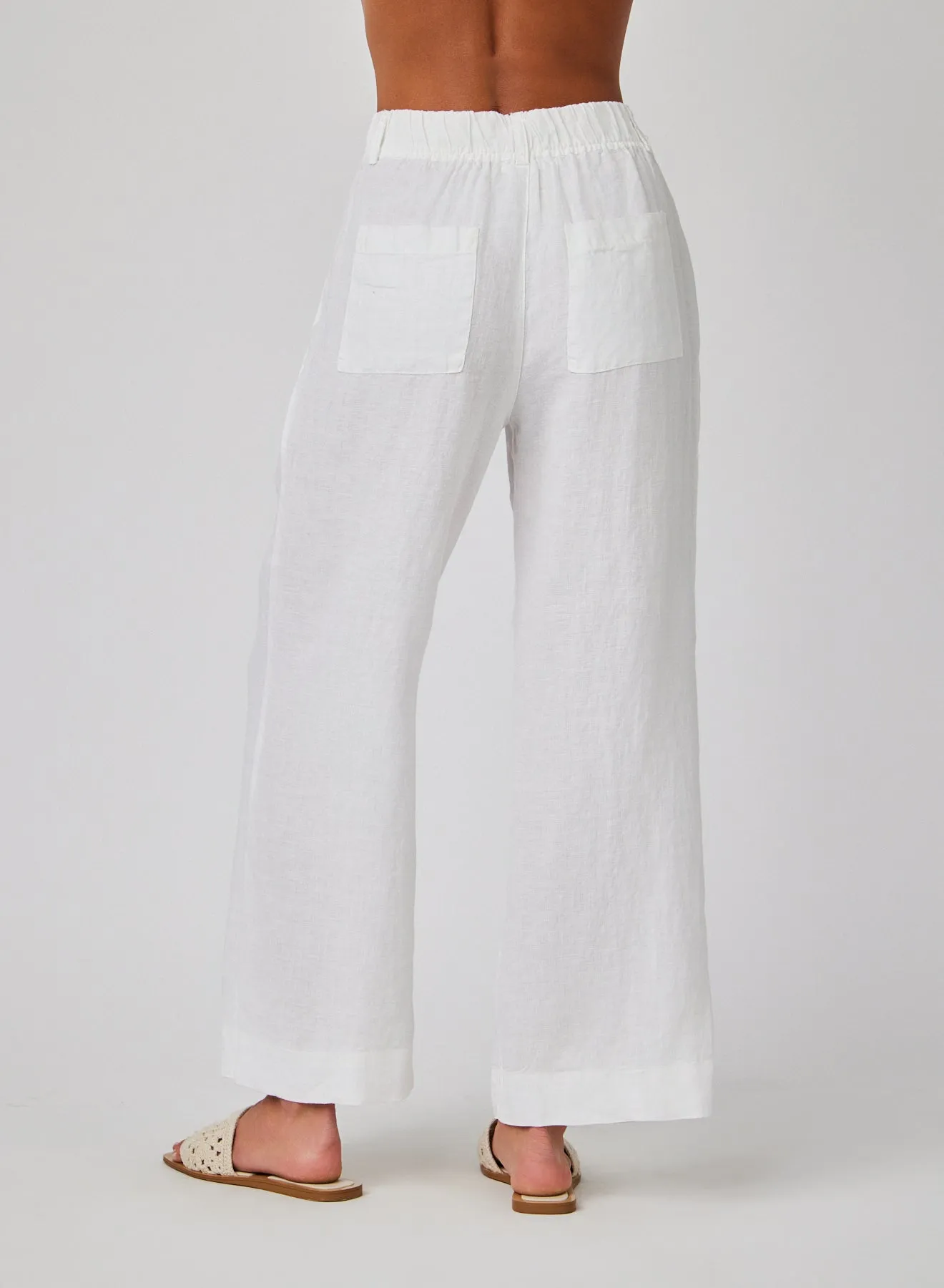 Linen Pleated Wide Leg Ankle Pant - White sold by Bella Dahl product image thumbnail 4