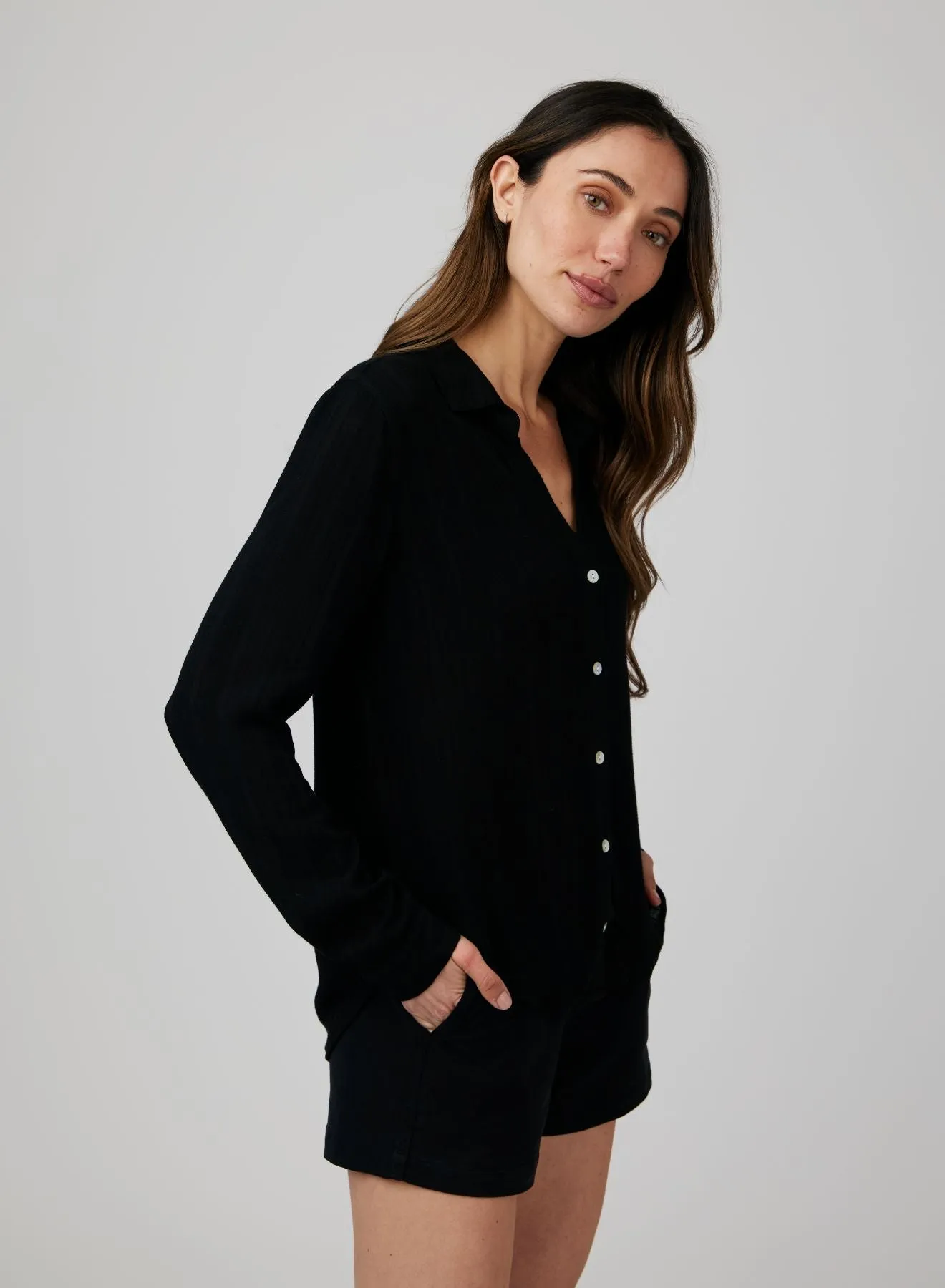 Classic Button Down - Black sold by Bella Dahl