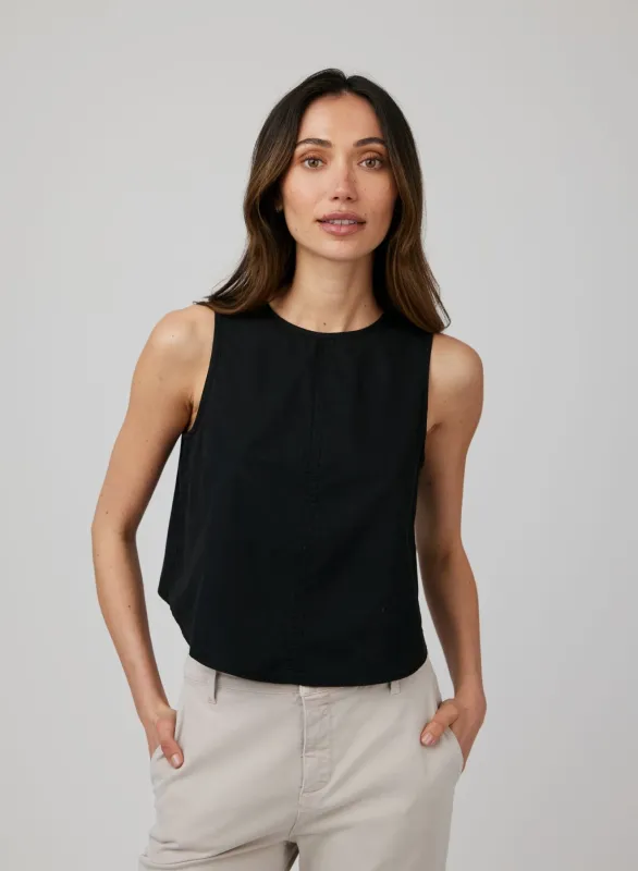 Sleeveless Button Back Top - Black sold by Bella Dahl