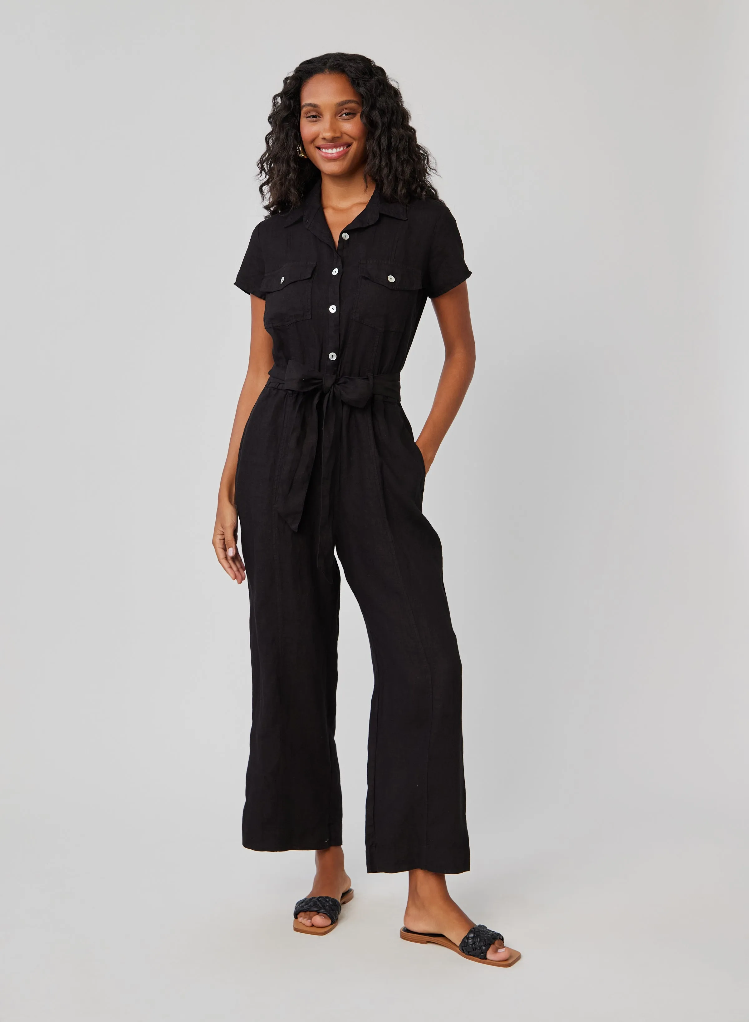 Linen Seamed Jumpsuit - Black sold by Bella Dahl