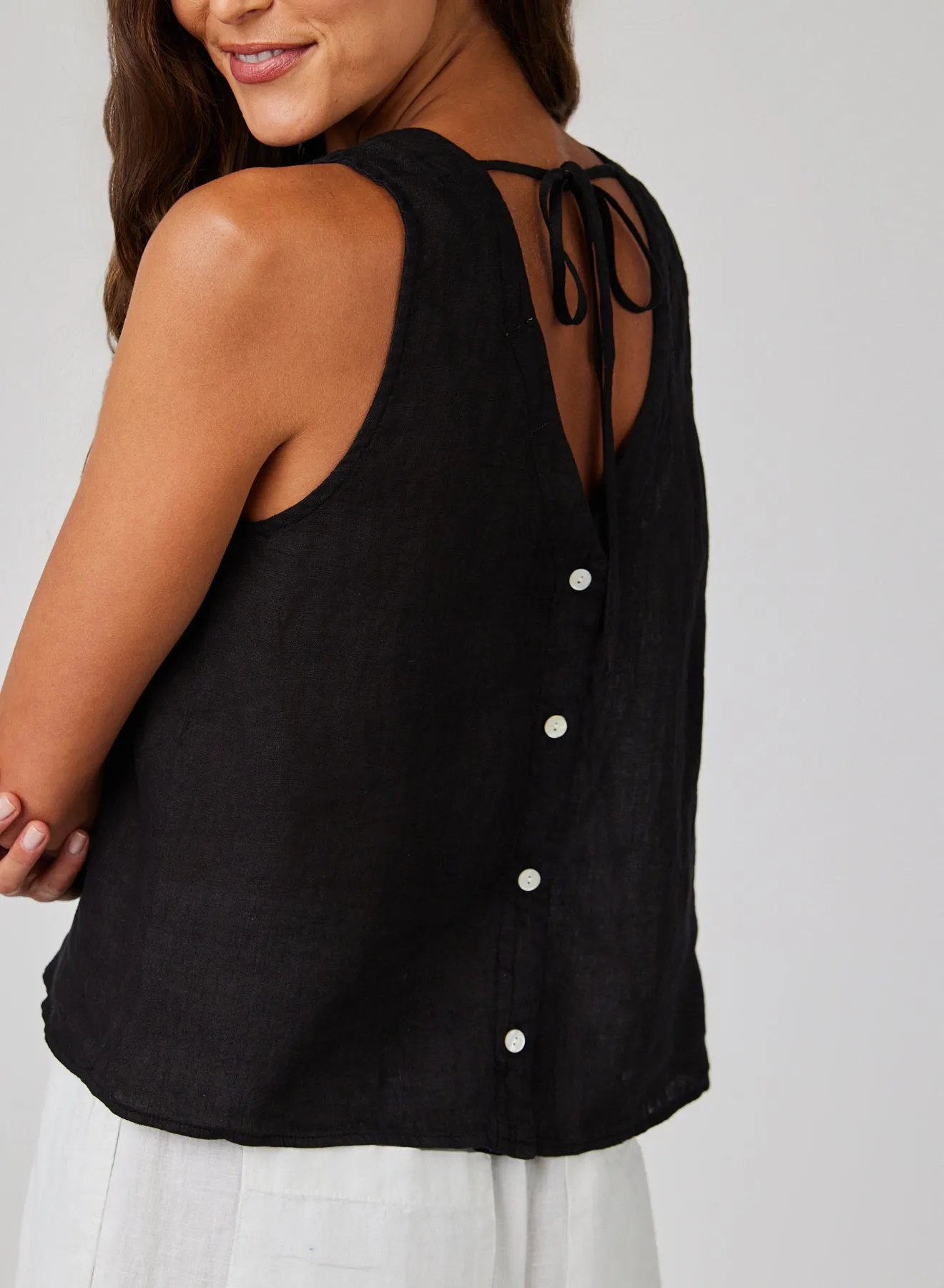 Linen Sleeveless Button Back Top - Black sold by Bella Dahl product image thumbnail 2