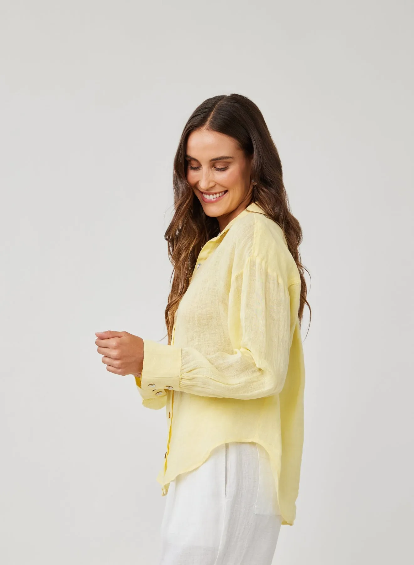 Linen Boyfriend Button Down - Dahlia Yellow sold by Bella Dahl product image thumbnail 3