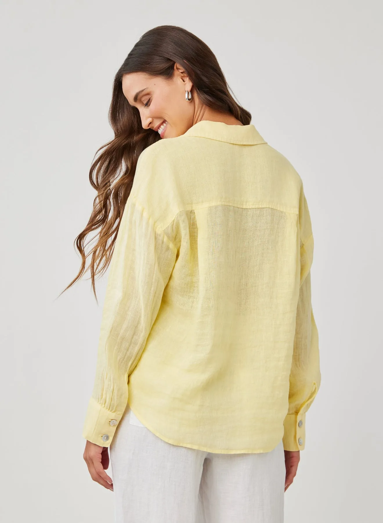 Linen Boyfriend Button Down - Dahlia Yellow sold by Bella Dahl product image thumbnail 2