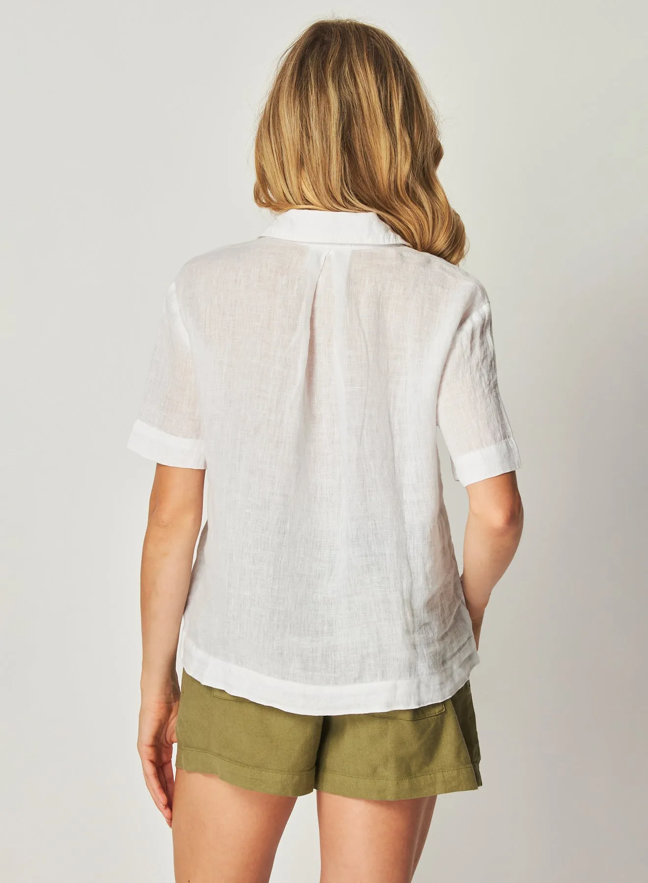 Linen Short Sleeve Flowy Button Down - White sold by Bella Dahl product image thumbnail 2