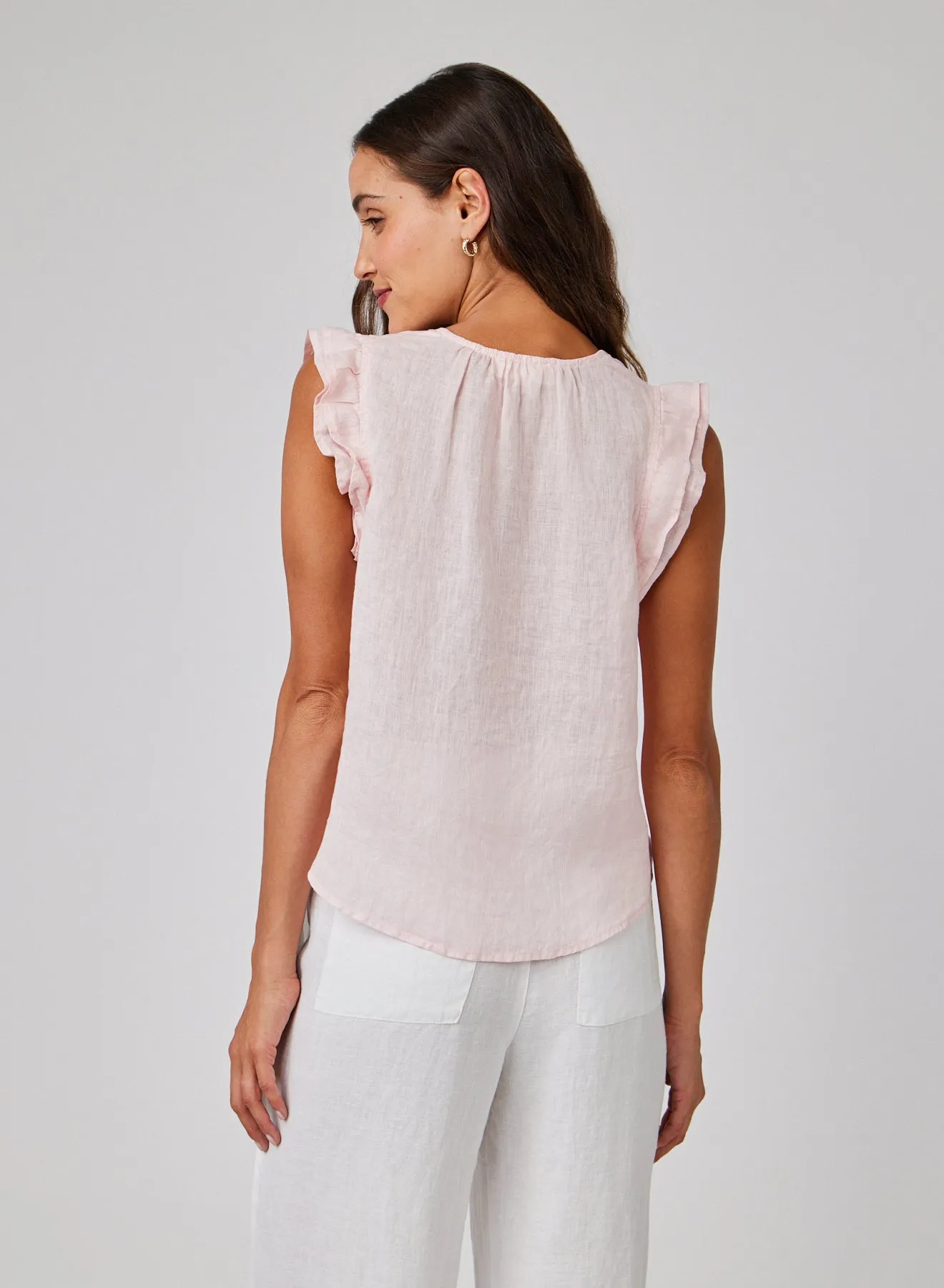 Linen Ruffle Sleeve Top - Pastel Pink sold by Bella Dahl product image thumbnail 2