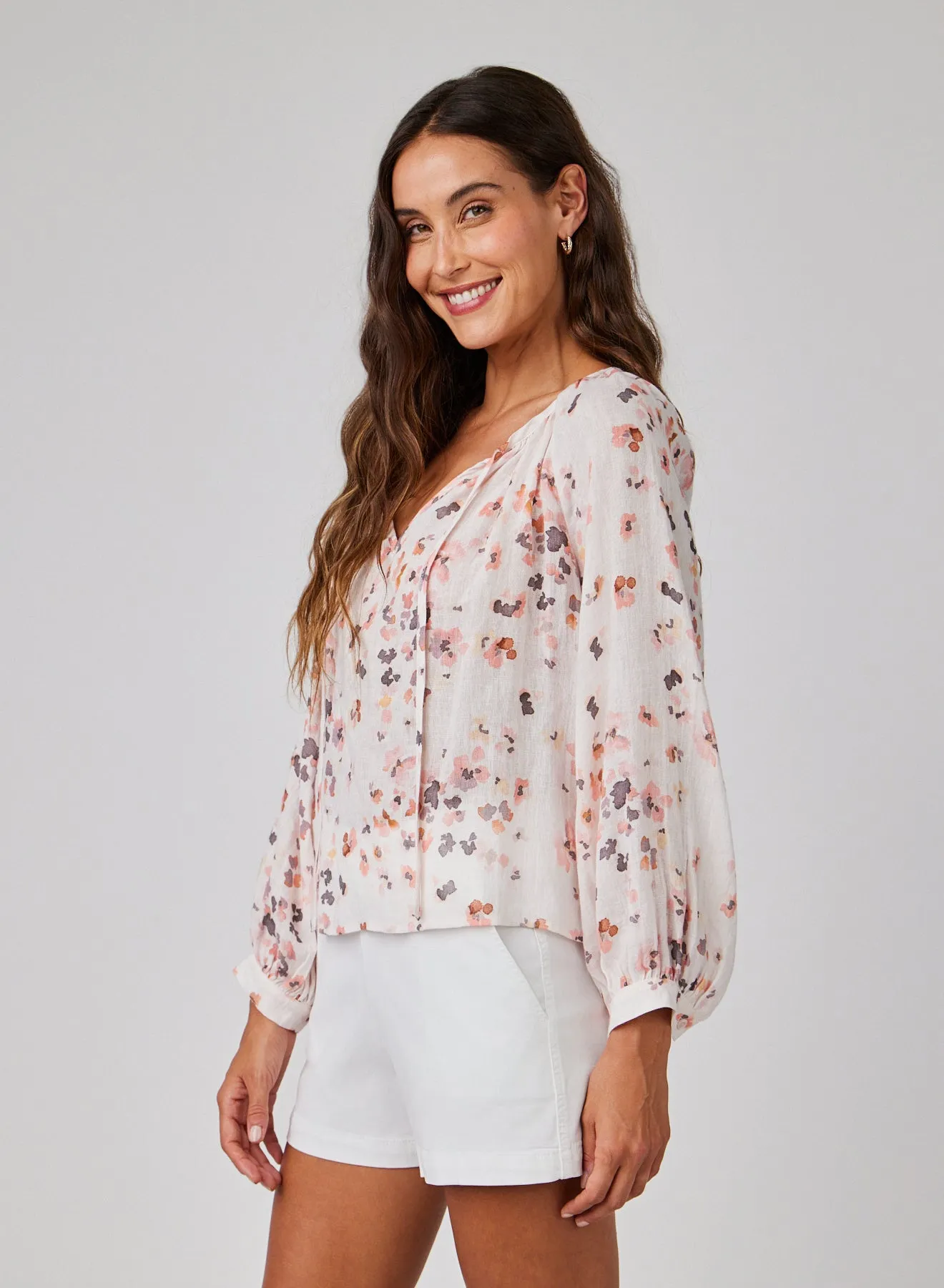 Shirred Raglan Tie Front Blouse - Hana Floral Print sold by Bella Dahl product image thumbnail 3