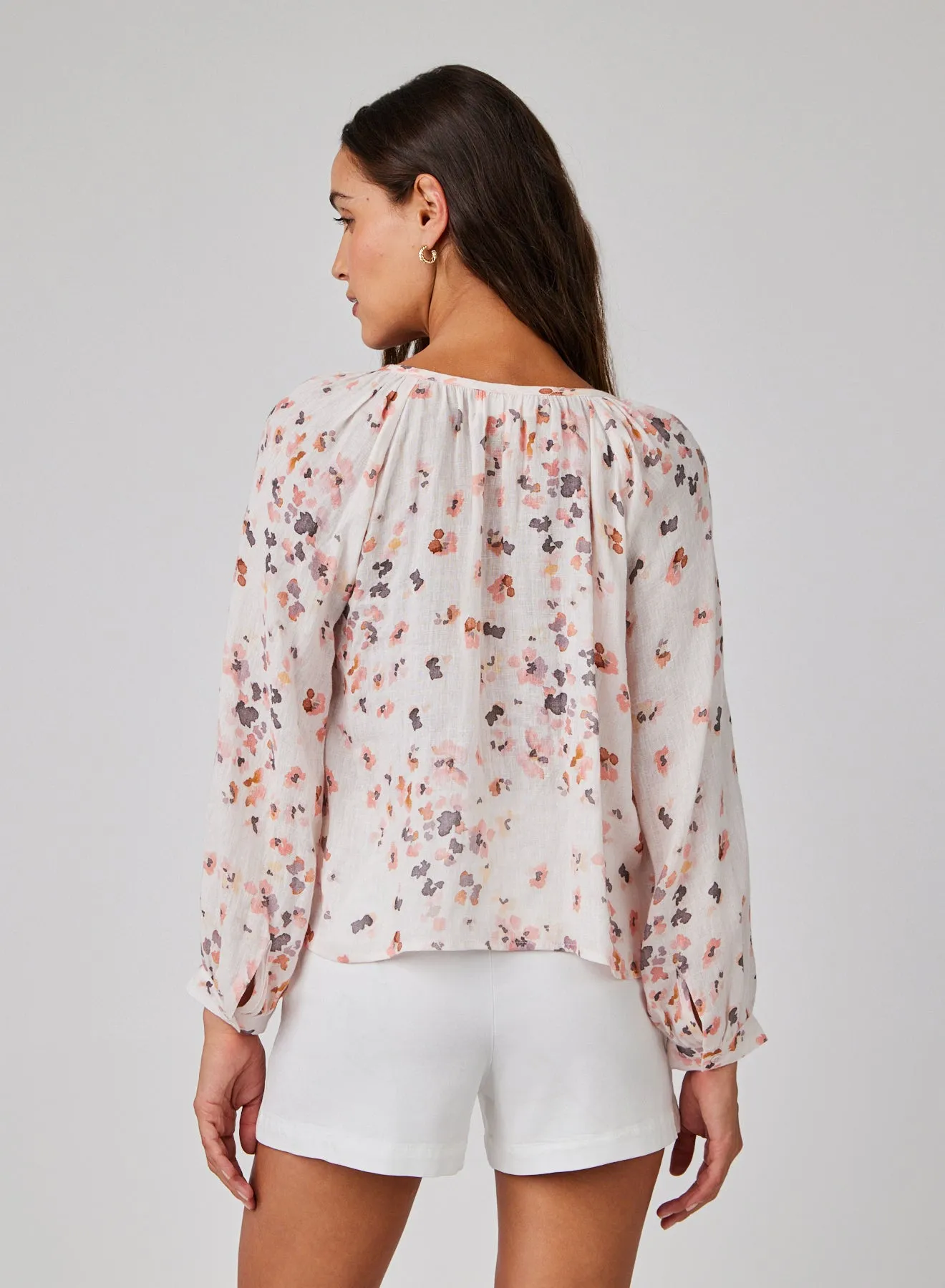 Shirred Raglan Tie Front Blouse - Hana Floral Print sold by Bella Dahl product image thumbnail 2