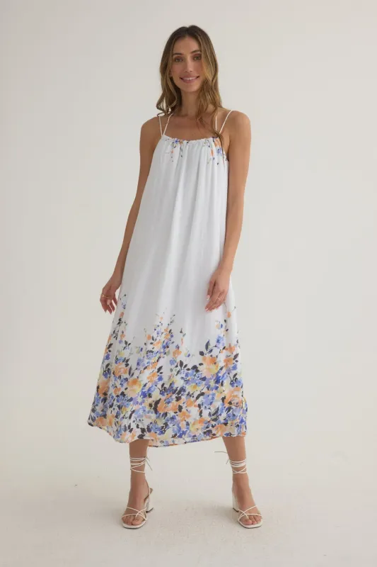 Flowy Cami Midi Dress - Border Floral Print sold by Bella Dahl
