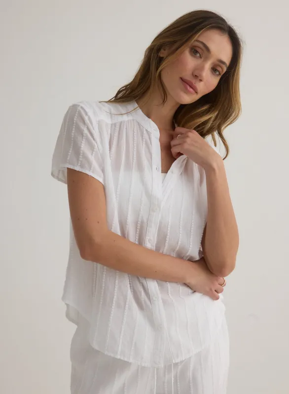 Short Sleeve Shirred Top - White sold by Bella Dahl