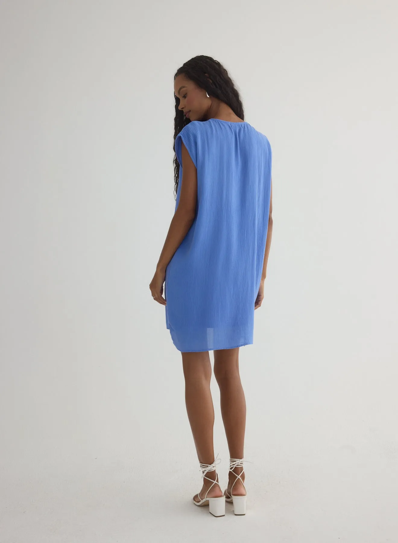 Tie Front V-Neck Mini Dress - Portofino Blue sold by Bella Dahl product image thumbnail 3