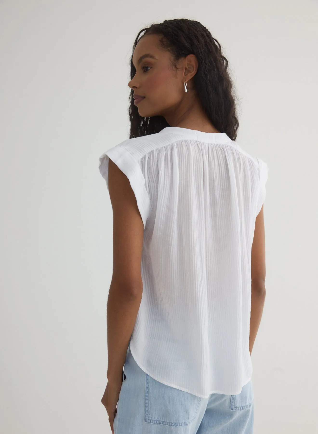 Shirred Pullover Cap Sleeve - White sold by Bella Dahl product image thumbnail 3