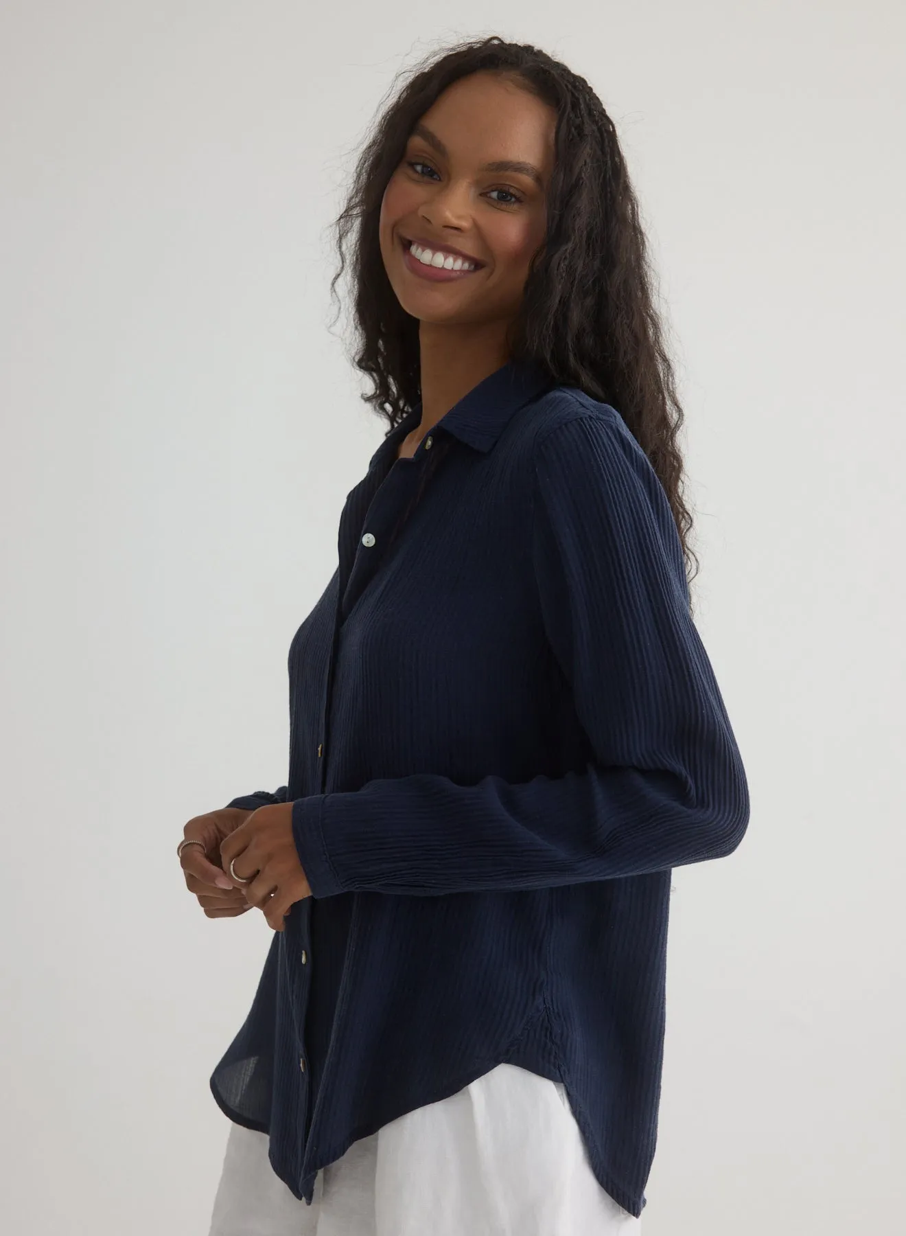 Clean Front Button Down - Italian Navy sold by Bella Dahl product image thumbnail 2