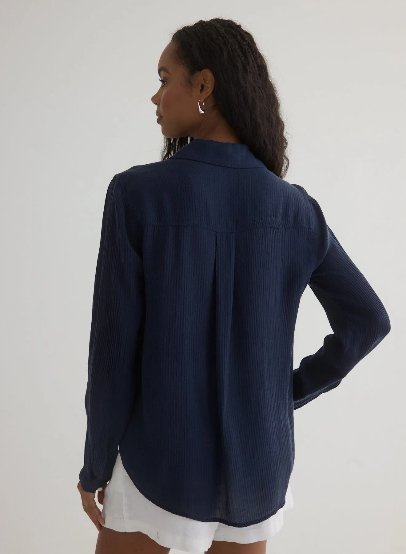 Clean Front Button Down - Italian Navy sold by Bella Dahl product image thumbnail 3