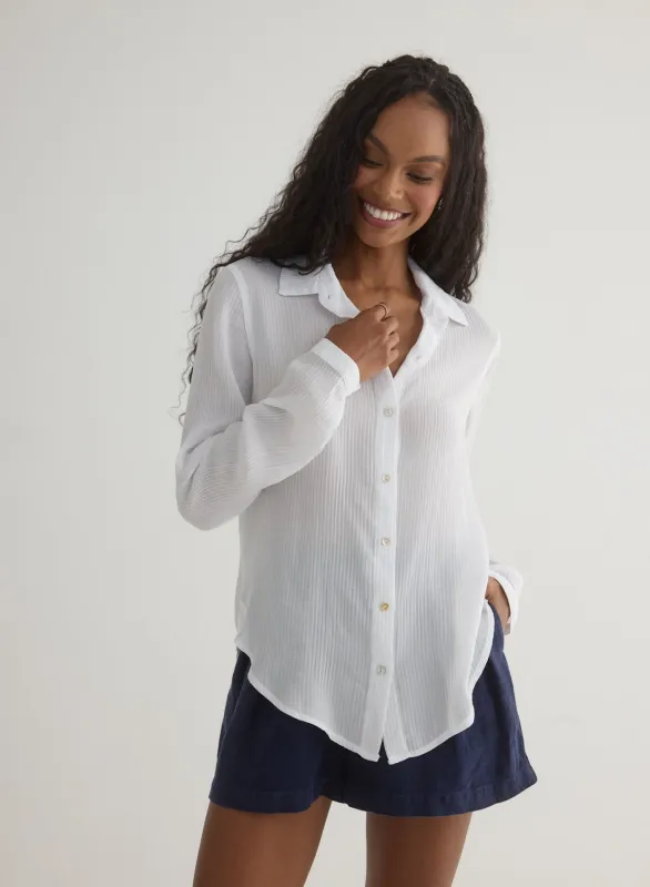 Clean Front Button Down - White sold by Bella Dahl