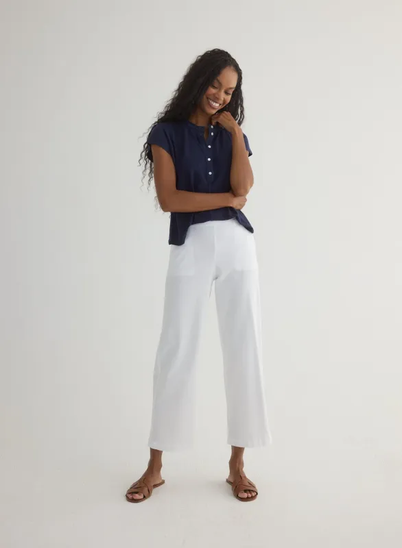 Catalina Clean Front Wide Leg Crop - White sold by Bella Dahl