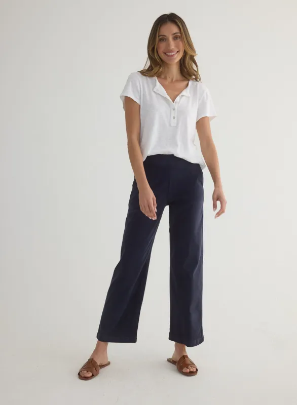 Catalina Clean Front Wide Leg Crop - Italian Navy sold by Bella Dahl