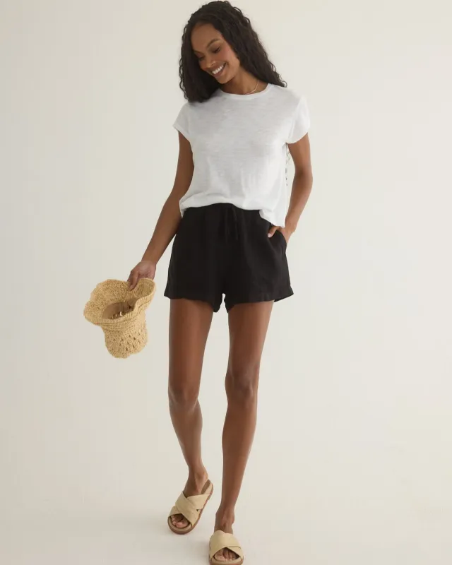Seamed Ruffle Waist Short - Black sold by Bella Dahl