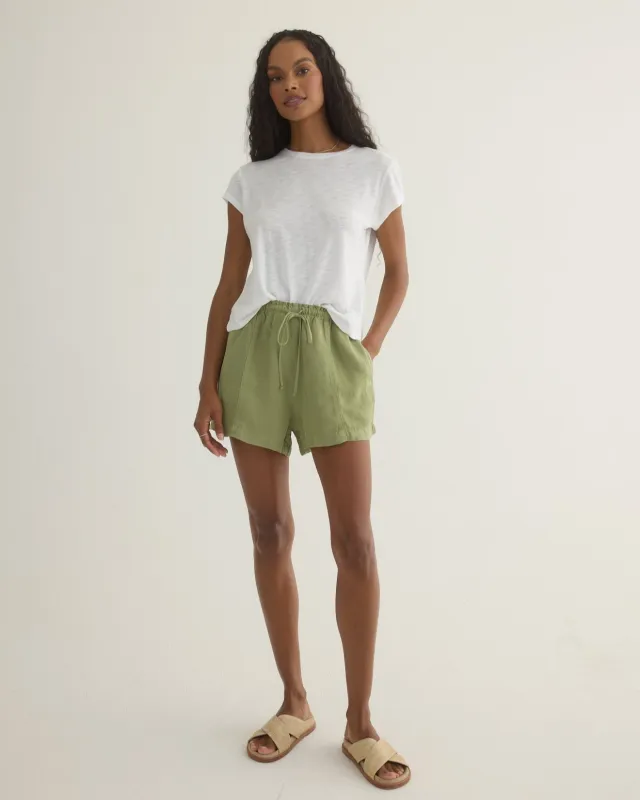 Seamed Ruffle Waist Short - Summer Moss made by Bella Dahl