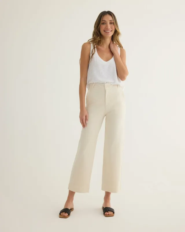Saige Wide Leg Crop - Capri Khaki sold by Bella Dahl
