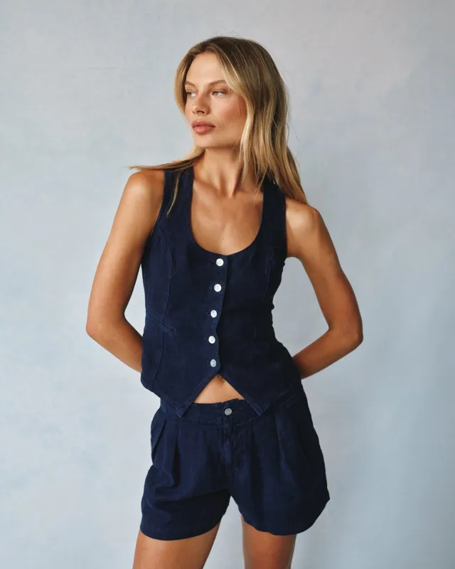 Scoop Neck Vest - Italian Navy sold by Bella Dahl