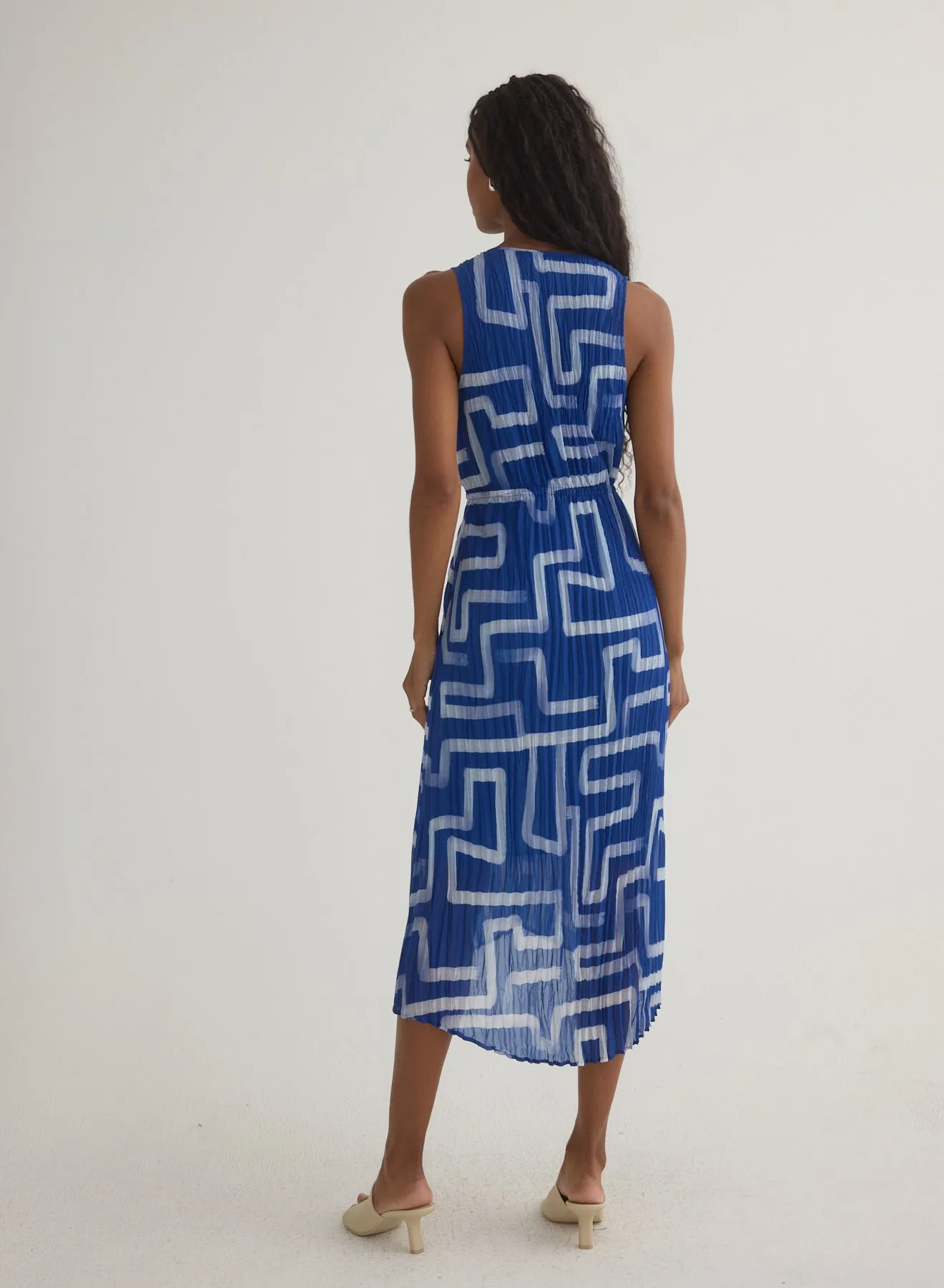 High Low Pleated Dress - Coastal Line Print sold by Bella Dahl product image thumbnail 4