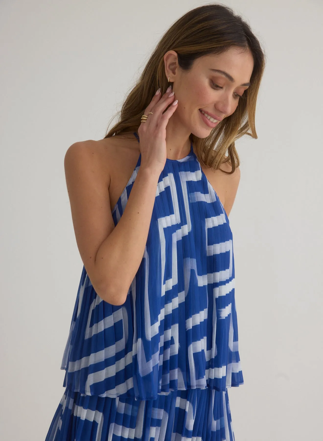 Pleated Halter Top - Coastal Line Print sold by Bella Dahl product image thumbnail 4