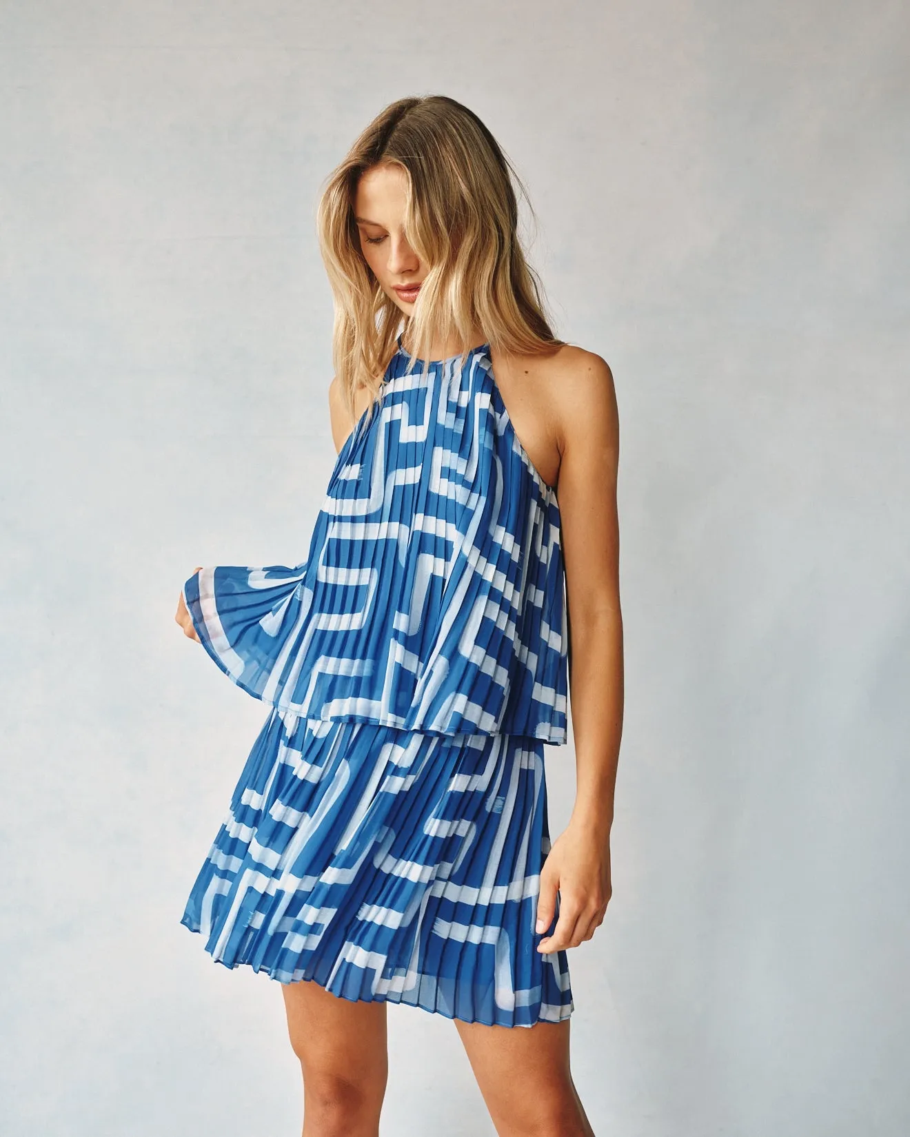 Pleated Halter Top - Coastal Line Print sold by Bella Dahl