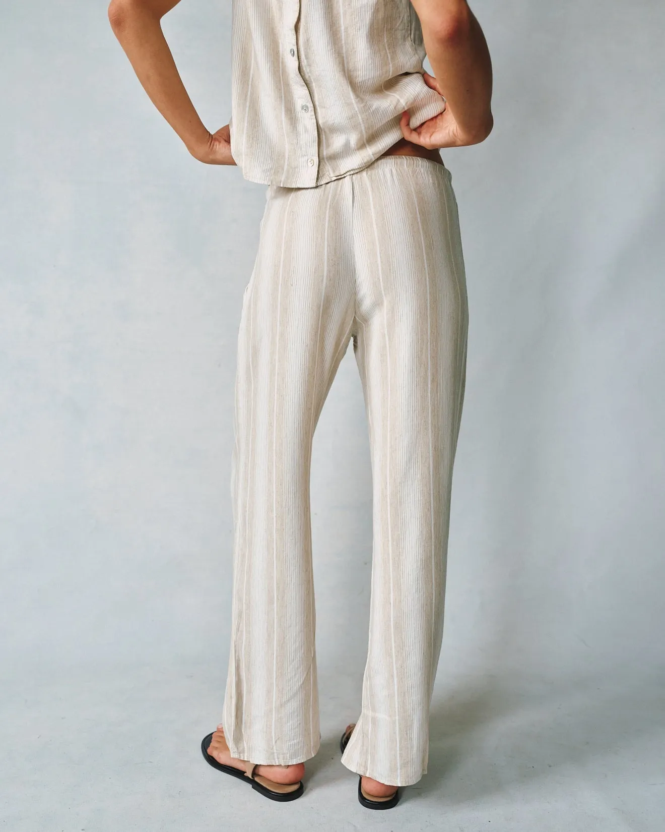 Wide Leg Pant With Drawcord - Positano Sand Stripe sold by Bella Dahl product image thumbnail 5