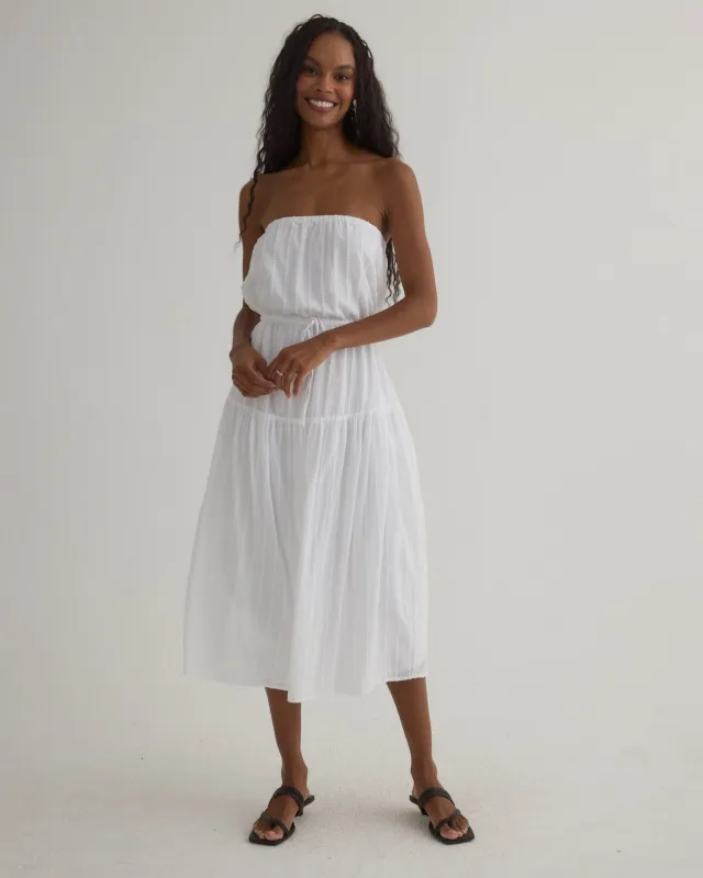 Ruffle Hem Midi Dress - White sold by Bella Dahl