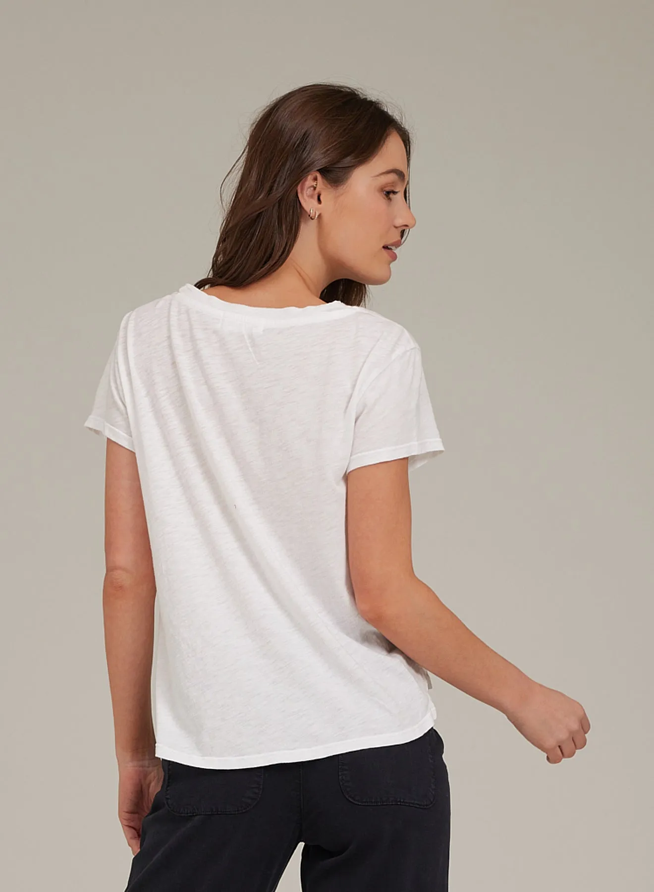 Side Slit V-Neck Tee - White sold by Bella Dahl product image thumbnail 3