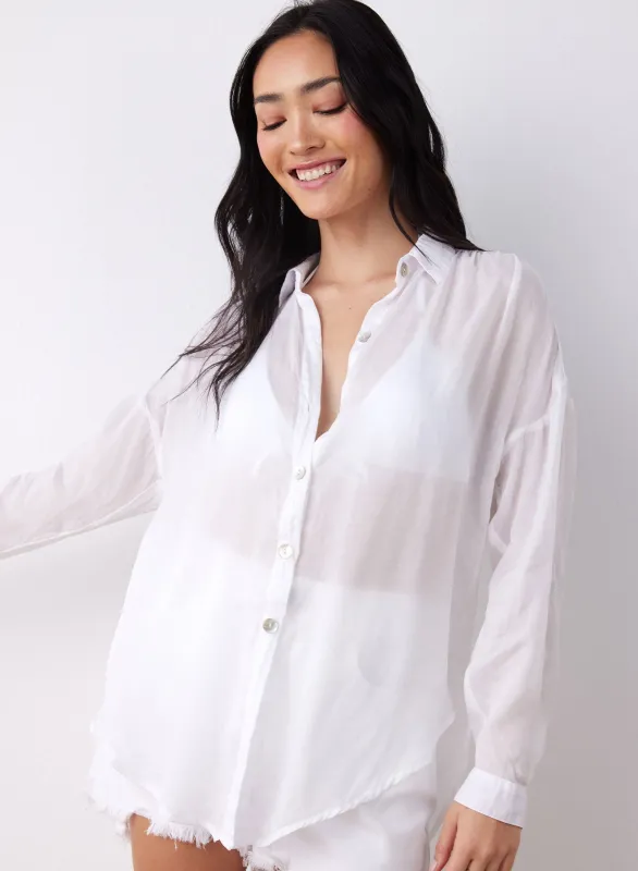 Flowy Beach Shirt - White sold by Bella Dahl